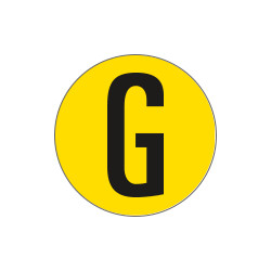 Bollo fondo giallo lettera"G" colore nero autoadesivo per pavimenti