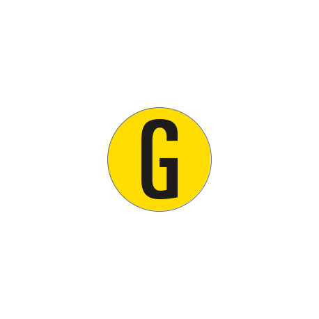 Bollo fondo giallo lettera"G" colore nero autoadesivo per pavimenti