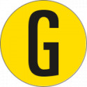 Bollo fondo giallo lettera"G" colore nero autoadesivo per pavimenti