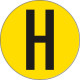 Bollo fondo giallo lettera"H" colore nero autoadesivo per pavimenti