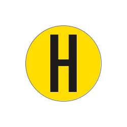 Bollo fondo giallo lettera"H" colore nero autoadesivo per pavimenti