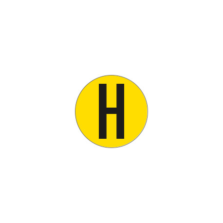 Bollo fondo giallo lettera"H" colore nero autoadesivo per pavimenti
