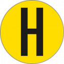 Bollo fondo giallo lettera"H" colore nero autoadesivo per pavimenti