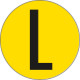 Bollo fondo giallo lettera"L" colore nero autoadesivo per pavimenti