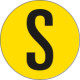 Bollo fondo giallo lettera"S" colore nero autoadesivo per pavimenti