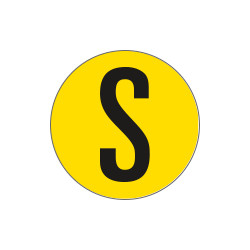 Bollo fondo giallo lettera"S" colore nero autoadesivo per pavimenti