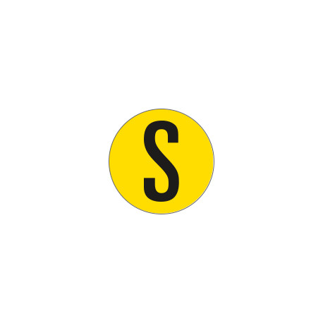 Bollo fondo giallo lettera"S" colore nero autoadesivo per pavimenti