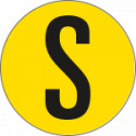 Bollo fondo giallo lettera"S" colore nero autoadesivo per pavimenti