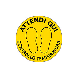 Bollo fondo giallo Attendi qui - controllo temperatura