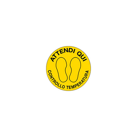 Bollo fondo giallo Attendi qui - controllo temperatura