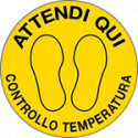 Bollo fondo giallo Attendi qui - controllo temperatura