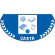 Bollo mezzaluna fondo blu per rifiuti di carta