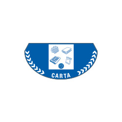 Bollo mezzaluna fondo blu per rifiuti di carta