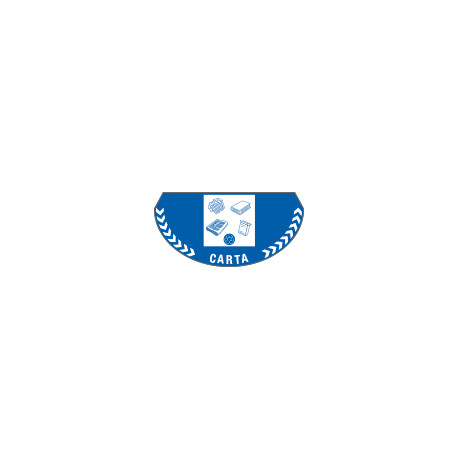 Bollo mezzaluna fondo blu per rifiuti di carta