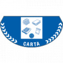 Bollo mezzaluna fondo blu per rifiuti di carta