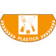 Bollo mezzaluna fondo arancione per rifiuti di plastica