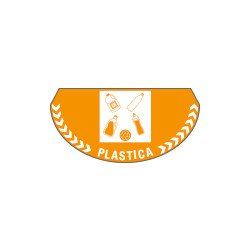 Bollo mezzaluna fondo arancione per rifiuti di plastica