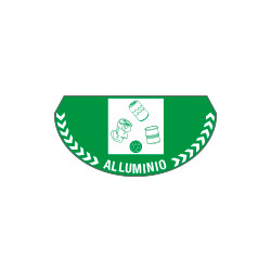 Bollo mezzaluna fondo verde per rifiuti di alluminio