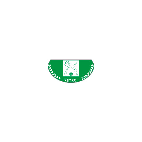 Bollo mezzaluna fondo verde per rifiuti di vetro