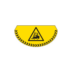 Bollo mezzaluna fondo giallo pericolo carrelli elevatori