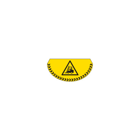 Bollo mezzaluna fondo giallo pericolo carrelli elevatori