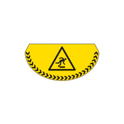 Bollo mezzaluna fondo giallo pericolo ostacolo in basso