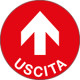 Confezione 10 bolli fondo rosso "Uscita" e freccia