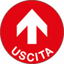 Confezione 10 bolli fondo rosso "Uscita" e freccia