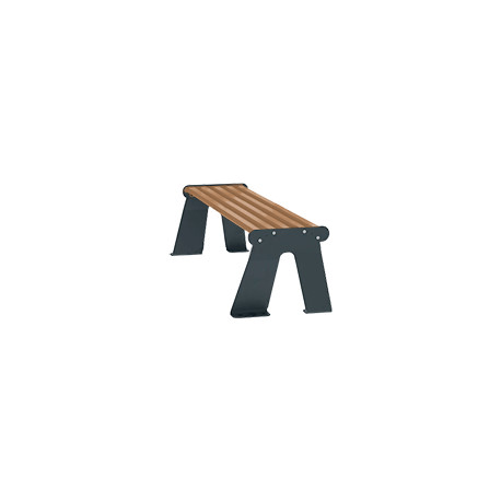 Panchina acc. zin. S/schien. seduta effetto legno/fianchi grigio scuro