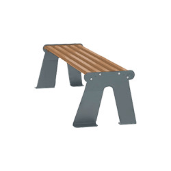 Panchina acc. zin. S/schien. seduta effetto legno/fianchi grigi