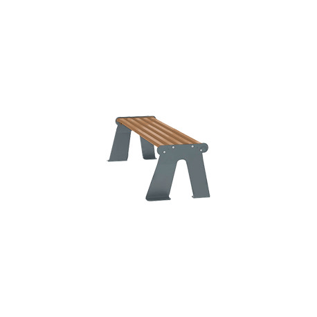 Panchina acc. zin. S/schien. seduta effetto legno/fianchi grigi