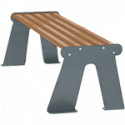 Panchina acc. zin. S/schien. seduta effetto legno/fianchi grigi