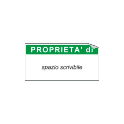 Foglio n. 10 etichetta adesiva 40x20 mm PROPRIETA'di