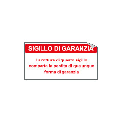 Foglio n. 10 etichette adesive formato mm 40x20 SIGILLO DI GARANZIA