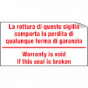 Foglio n. 10 etichette adesive formato mm 40x20 LA ROTTURA DEL SIGILLO
