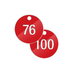 Confezione 25 piastrine num. progressivamente da 76 a 100 col. ROSSO