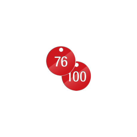 Confezione 25 piastrine num. progressivamente da 76 a 100 col. ROSSO