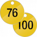 Confezione 25 piastrine num. progressivamente da 76 a 100 col. GIALLO