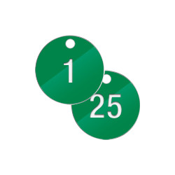 Confezione 25 piastrine numerate progressivamente da 1 a 25 col. VERDE