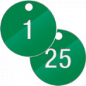 Confezione 25 piastrine numerate progressivamente da 1 a 25 col. VERDE
