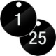 Confezione 25 piastrine numerate progressivamente da 1 a 25 col. NERO