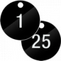 Confezione 25 piastrine numerate progressivamente da 1 a 25 col. NERO