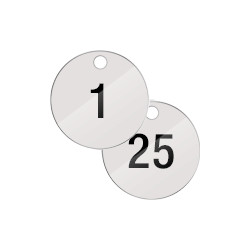 Confezione 25 piastrine numerate progressivamente da 1 a 25 col. BIANCO