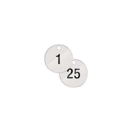 Confezione 25 piastrine numerate progressivamente da 1 a 25 col. BIANCO