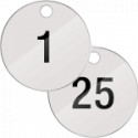 Confezione 25 piastrine numerate progressivamente da 1 a 25 col. BIANCO