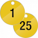 Confezione 25 piastrine numerate progressivamente da 1 a 25 col. GIALLO