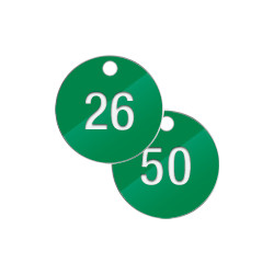 Confezione 25 piastrine numerate progressivamente da 26 a 50 col. VERDE