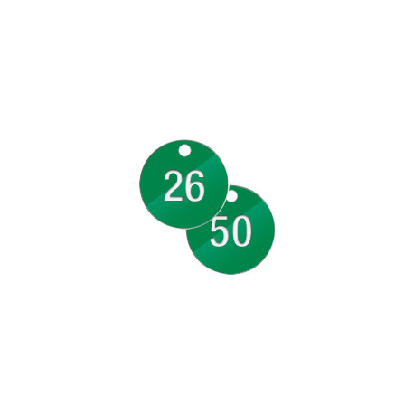 Confezione 25 piastrine numerate progressivamente da 26 a 50 col. VERDE