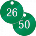 Confezione 25 piastrine numerate progressivamente da 26 a 50 col. VERDE