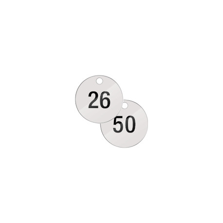 Confezione 25 piastrine numerate progressivamente da 26 a 50 col. B. CO